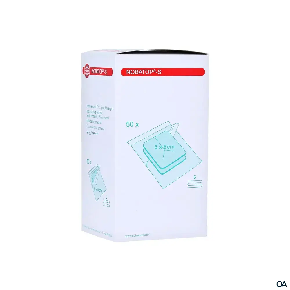 NOBATOP®-S Schlitzkompresse 6-fach, steril, 5 x 5 cm, 50 x 2 Stück NOBATOP®-S Schlitzkompresse 6-fach, steril, 5 x 5 cm, 50 x 2 Stück