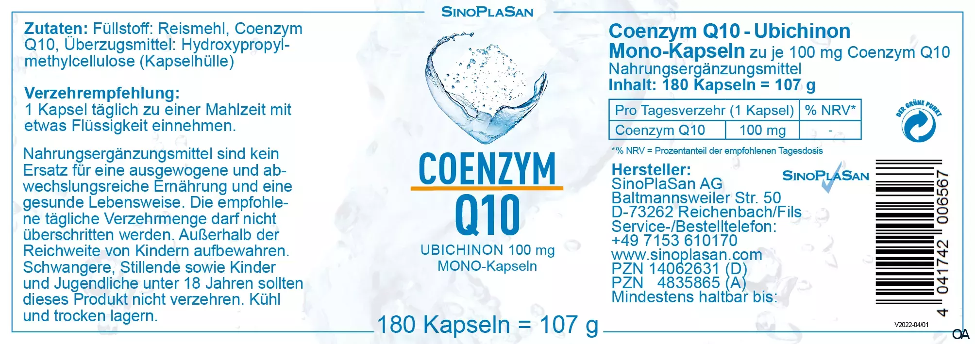 SinoPlaSan Coenzym Q10 100 mg MONO Kapseln