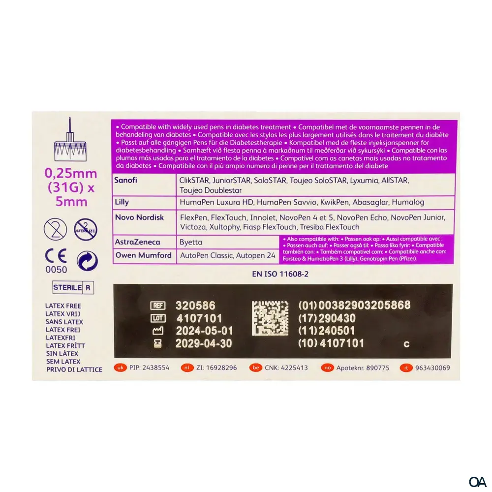 BD Micro-Fine Ultra™ Pen-Nadeln, 31 G, 0,25 x 5 mm