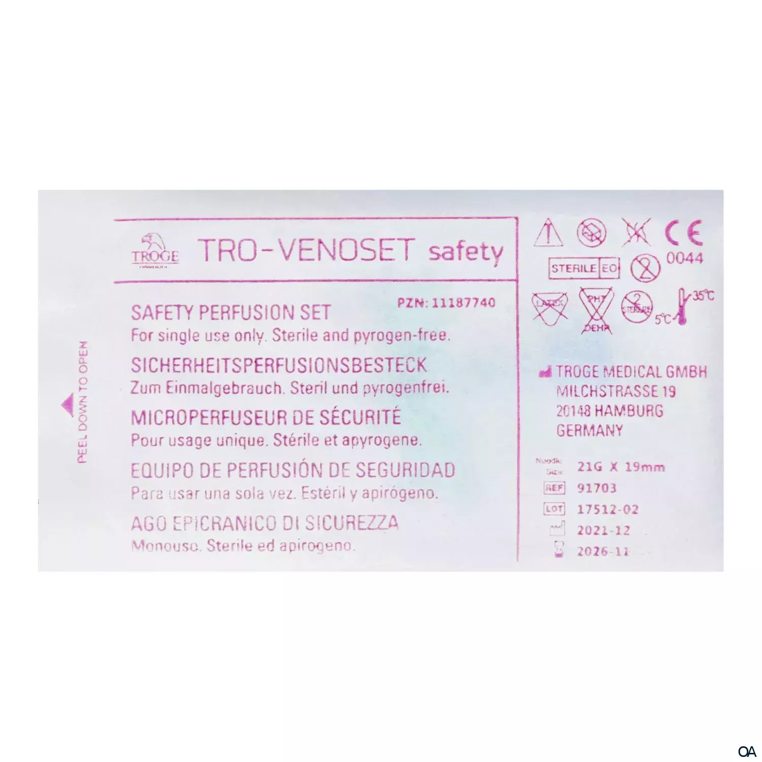 TRO-VENOSET Safety Perfusionsbesteck grün, 21G, 0,81 x 19 mm TRO-VENOSET Safety Perfusionsbesteck grün, 21G, 0,81 x 19 mm