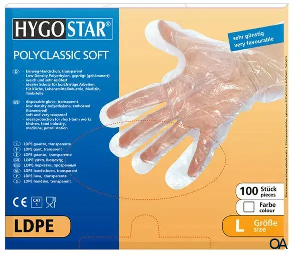 Hygostar® Polyclassic Soft LDPE Einweghandschuhe - Größe L Hygostar® Polyclassic Soft LDPE Einweghandschuhe - Größe L