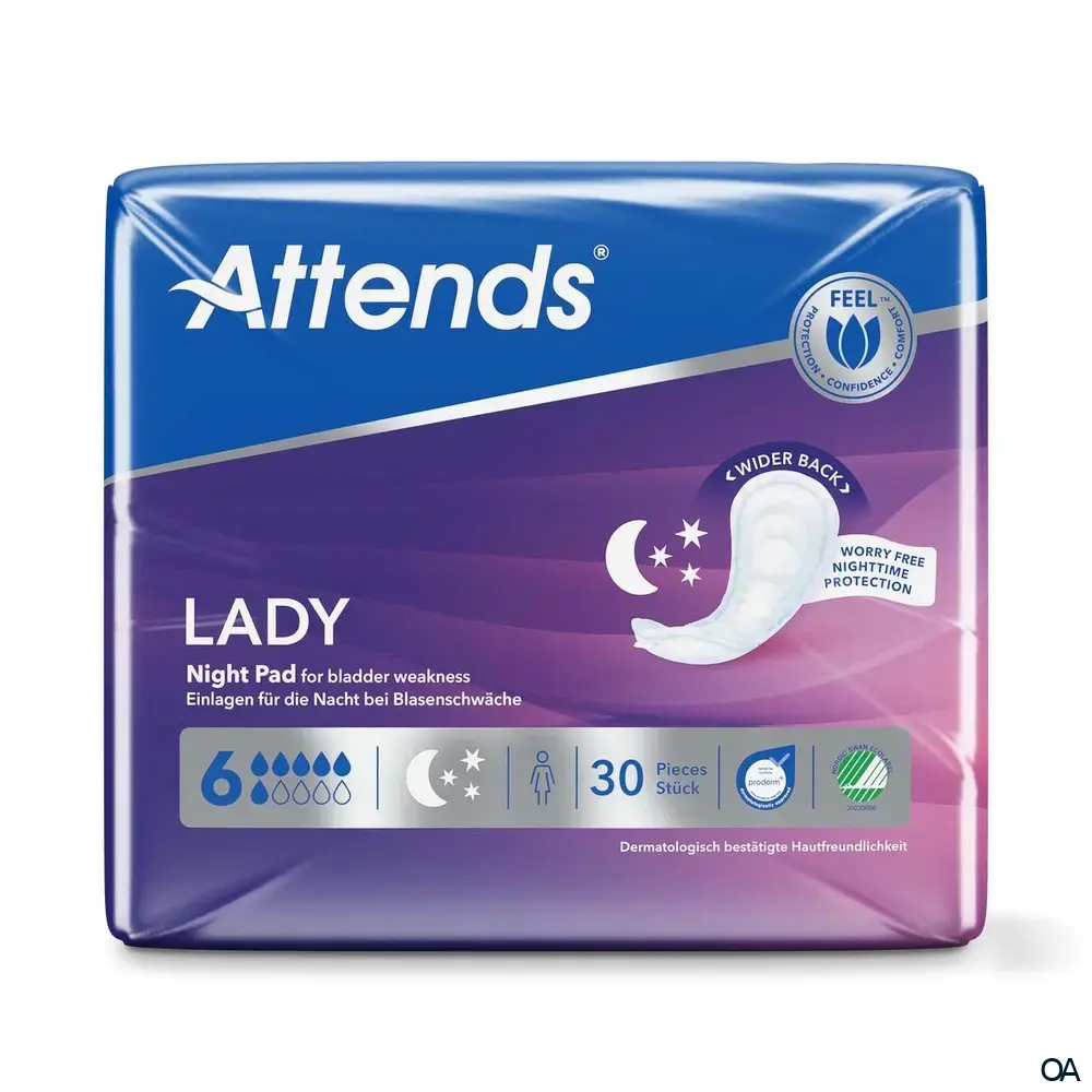 Attends Lady Night Pad 6 - Einlagen bei Harninkontinenz Attends Lady Night Pad 6 - Einlagen bei Harninkontinenz