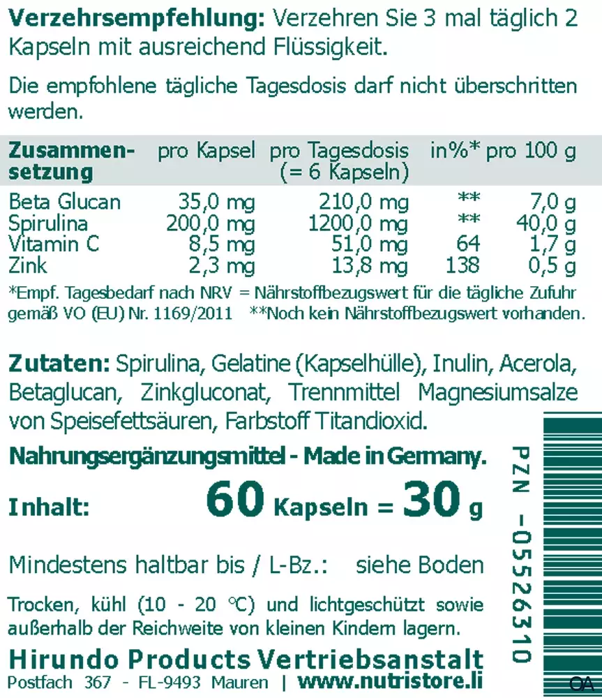The Nutri Store Beta-Glucan plus Kapseln