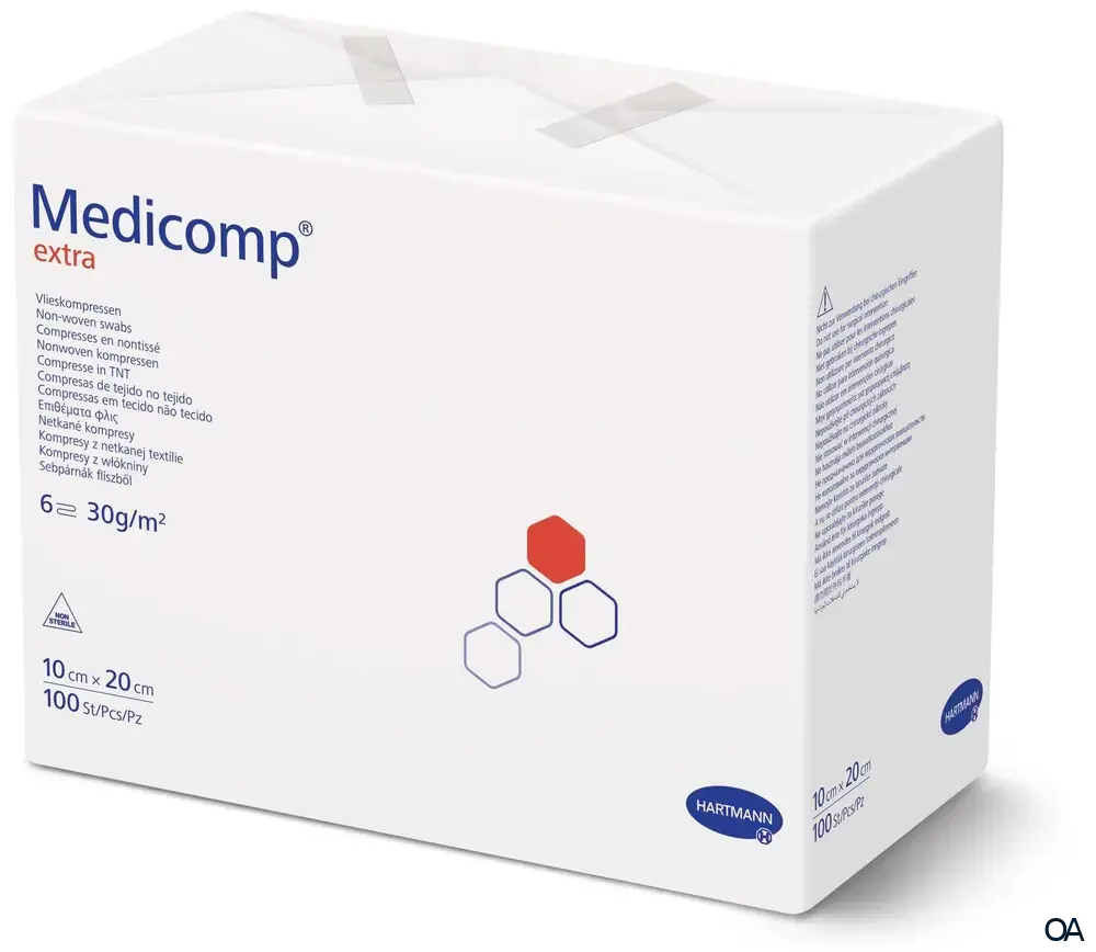 Medicomp® extra Vliesstoffkompressen 6-fach, unsteril, 10 x 20 cm Medicomp® extra Vliesstoffkompressen 6-fach, unsteril, 10 x 20 cm