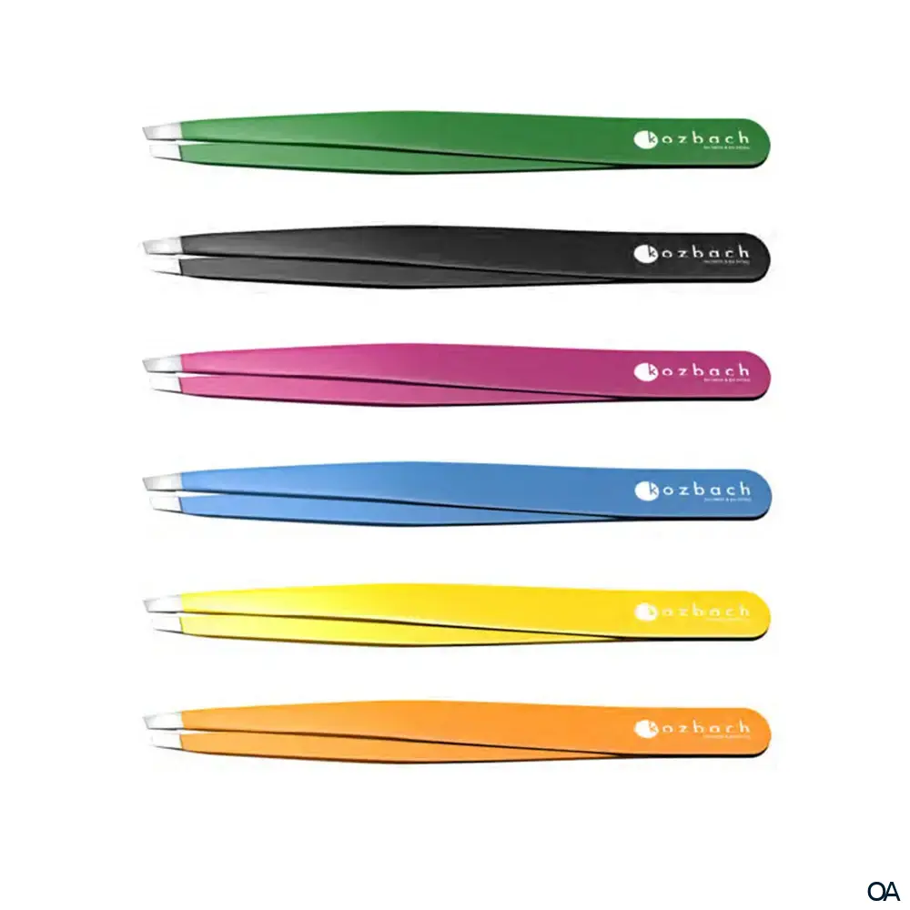 Kozbach Pharma 121CR Pinzette, schräg, 9 cm, color, rostfrei