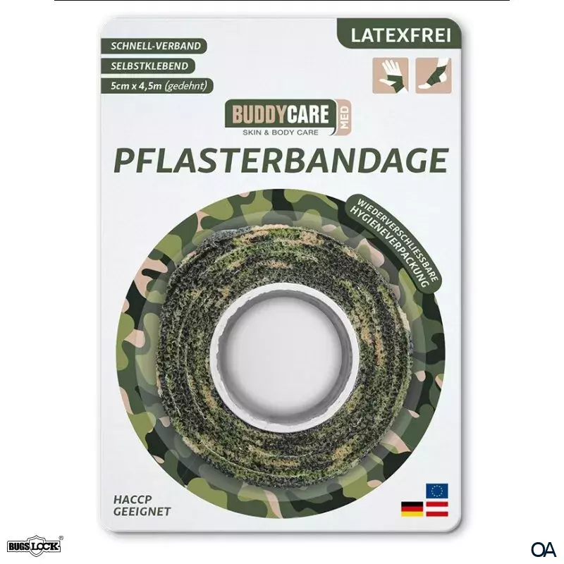 BUDDYCARE® MED Pflasterbandage Camouflage Grün 5 cm x 4,5 m