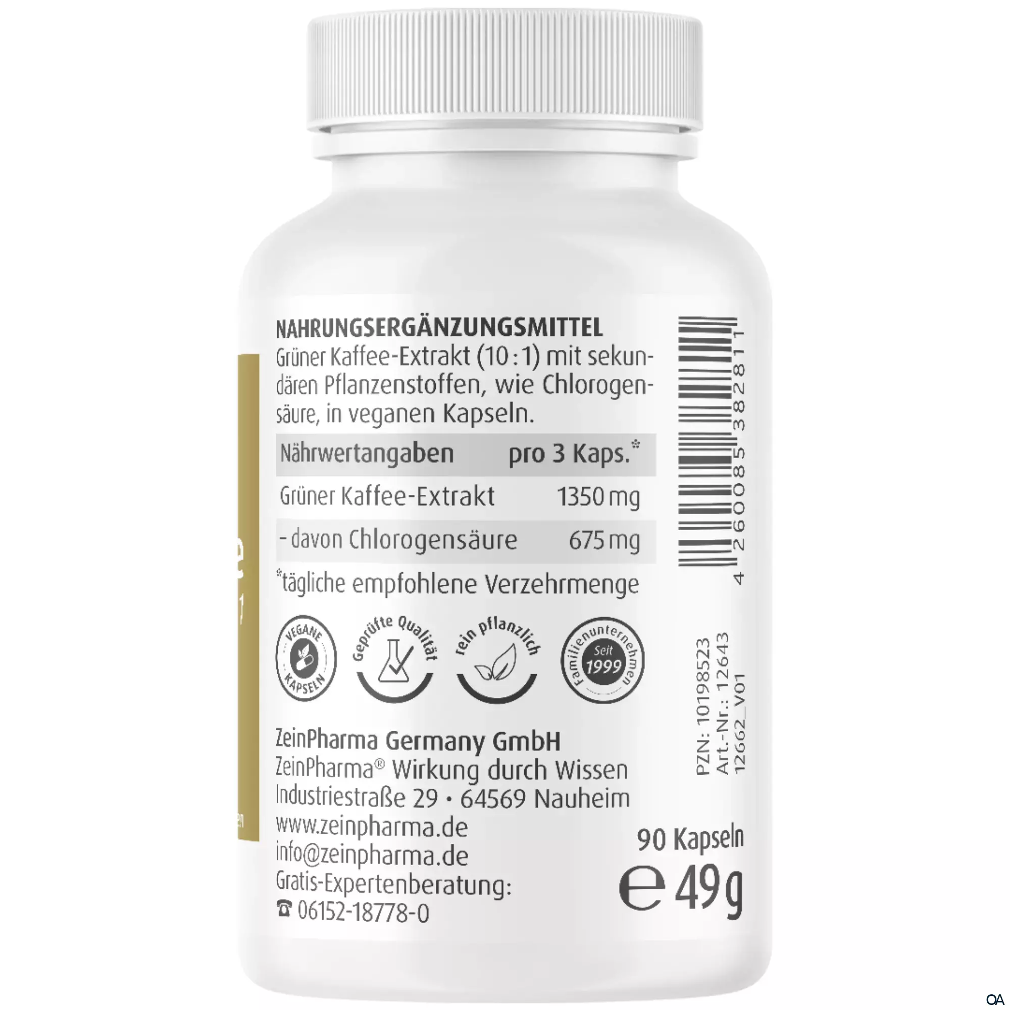 ZeinPharma Grüner Kaffee Extrakt 450 mg Kapseln