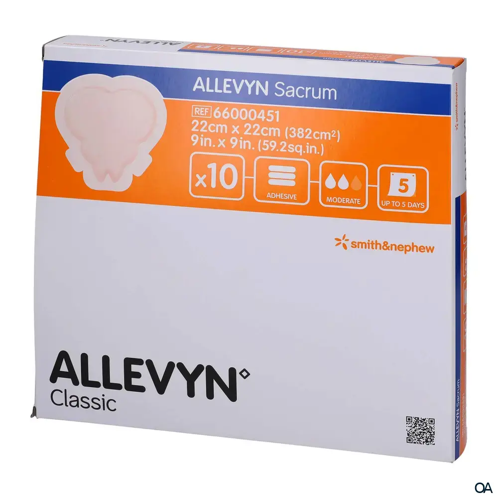 ALLEVYN SACRUM Haftender hydrozellulärer Schaumverband steril, 22 x 22 cm