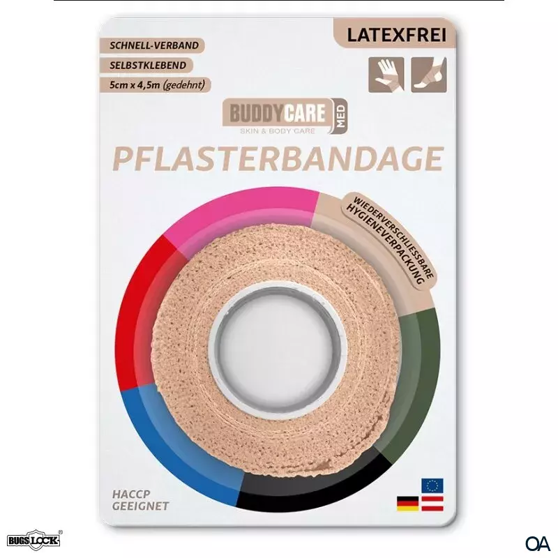 BUDDYCARE® MED Pflasterbandage Hautfarben 5 cm x 4,5 m