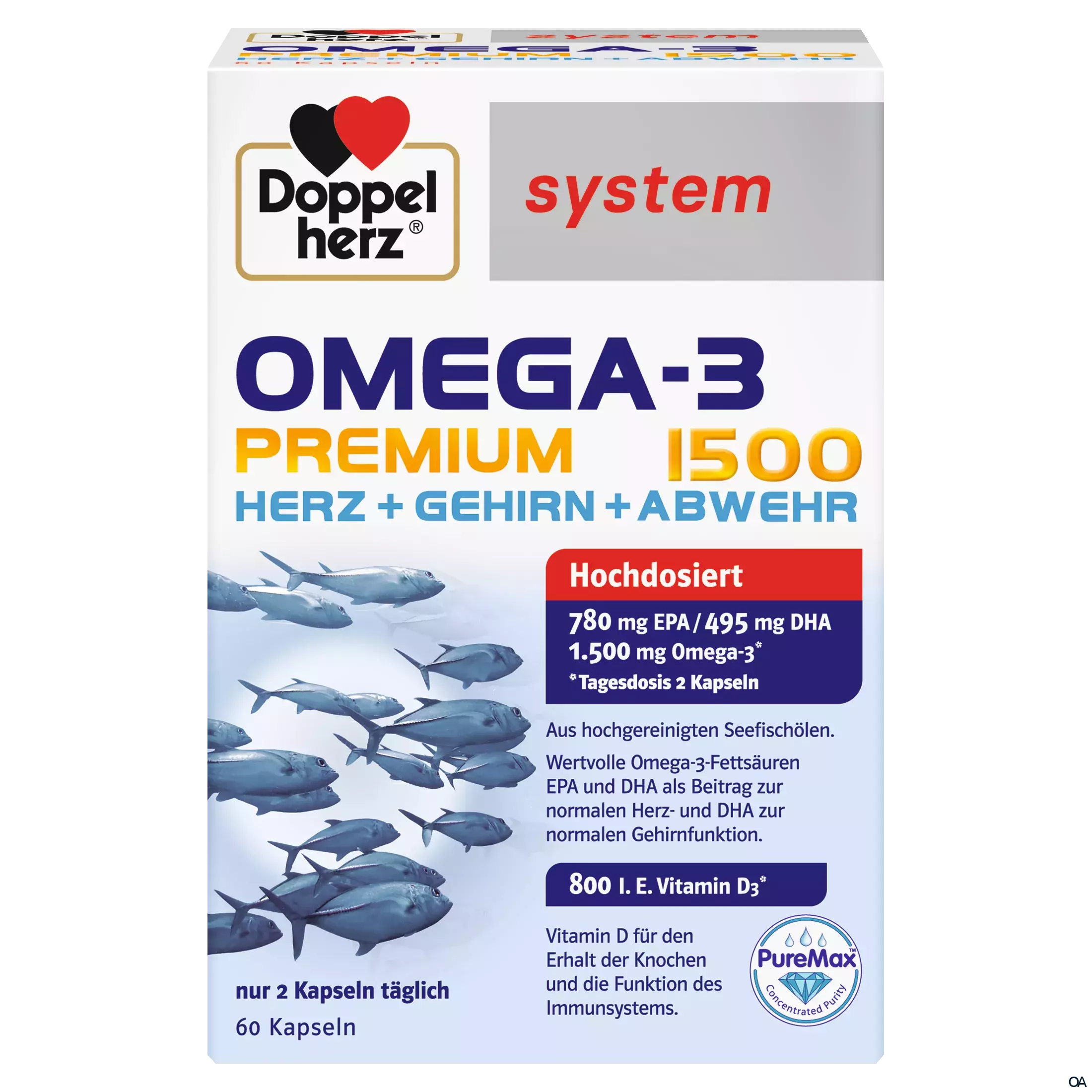Doppelherz system OMEGA-3 PREMIUM 1500 HERZ + GEHIRN + ABWEHR Kapseln