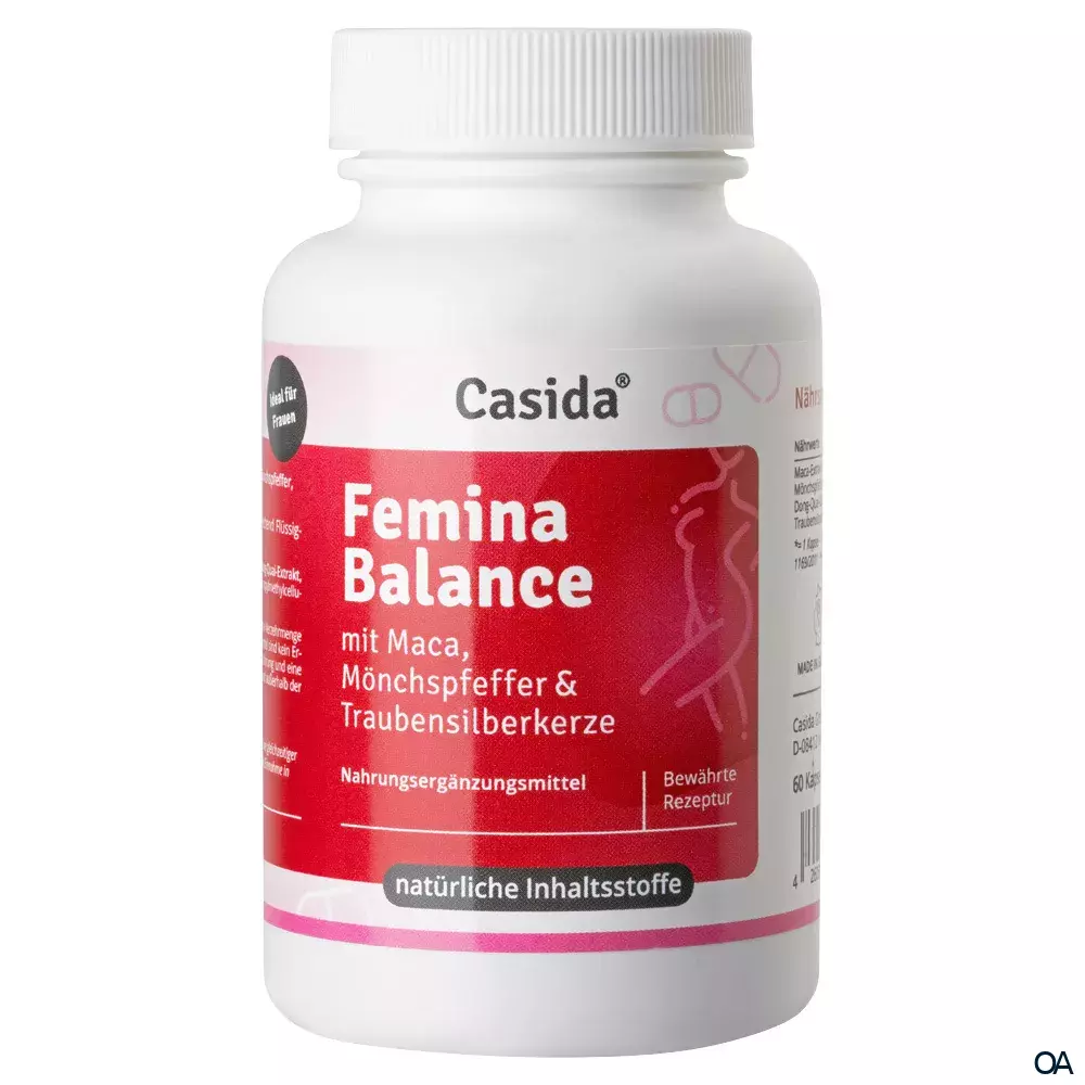 Casida Femina Balance mit Maca, Mönchspfeffer & Traubensilberkerze Kapseln Casida Femina Balance mit Maca, Mönchspfeffer & Traubensilberkerze Kapseln