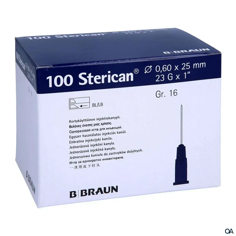 Sterican® Standard Gr.16 G23 x 1", Ø 0,60 x 25 mm, blau	 Sterican® Standard Gr.16 G23 x 1", Ø 0,60 x 25 mm, blau
