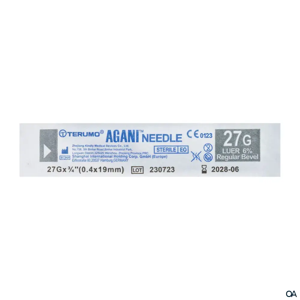 Terumo® Agani™ Einmal-Kanüle 27G, Ø 0,4 x 19 mm, grau, Nr. 20 Terumo® Agani™ Einmal-Kanüle 27G, Ø 0,4 x 19 mm, grau, Nr. 20