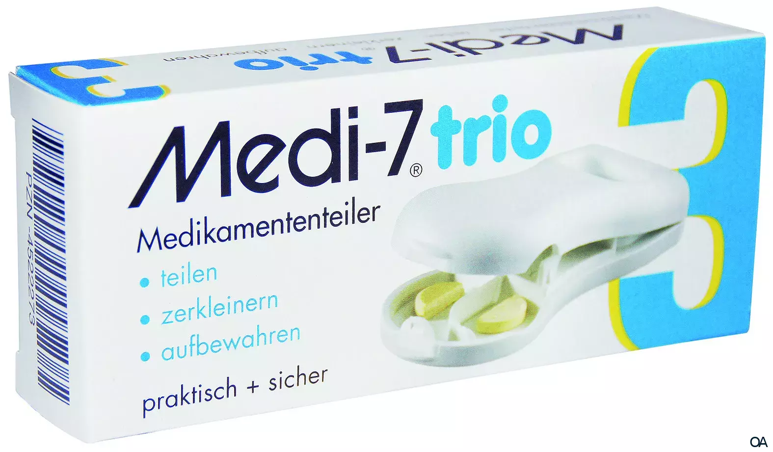 Medi-7 trio Tablettenteiler - Weiss