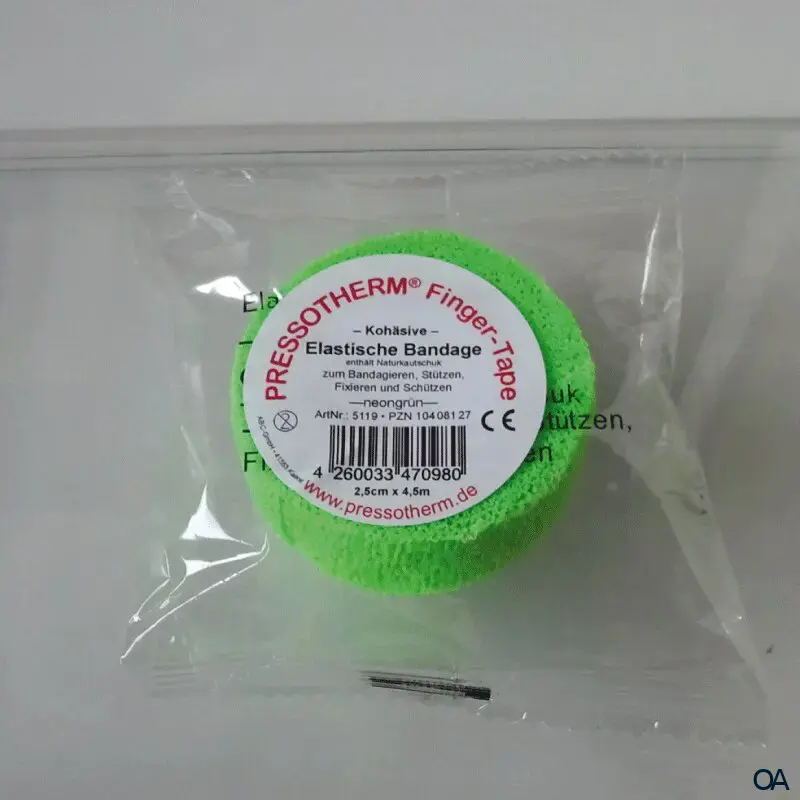 Pressotherm® Finger-Tape Kohäsive Elastische Bandage, 2,5 cm x 4,5 m - Neongrün Pressotherm® Finger-Tape Kohäsive Elastische Bandage, 2,5 cm x 4,5 m - Neongrün