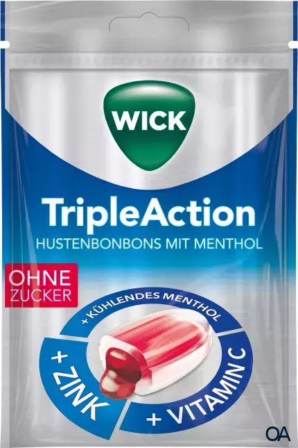 Wick TripleAction Hustenbonbons mit Menthol & Cassis Wick TripleAction Hustenbonbons mit Menthol & Cassis
