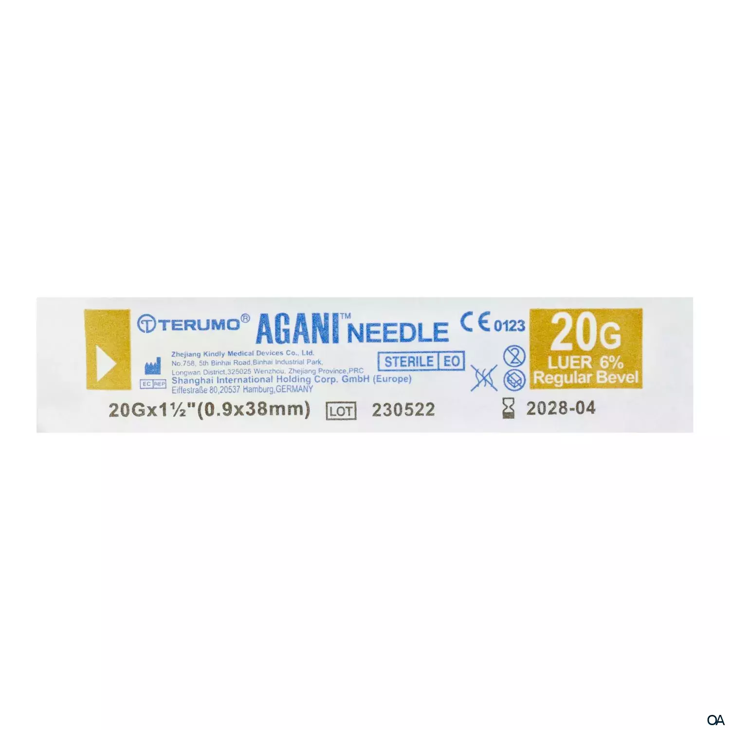 Terumo® Agani™ Einmal-Kanüle 20G x 1 ½", Ø 0,90 x 38 mm, gelb, Nr. 1