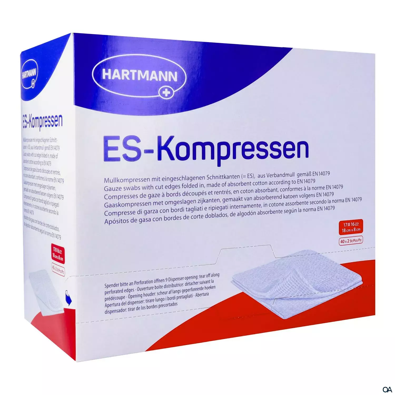 ES-Kompressen 16fach, steril, 18 x 8 cm, 40 x 2 Stück ES-Kompressen 16fach, steril, 18 x 8 cm, 40 x 2 Stück