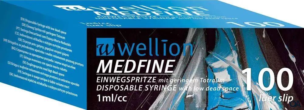 Wellion MEDFINE Einwegspritze 1ml/cc, 100 luer slip