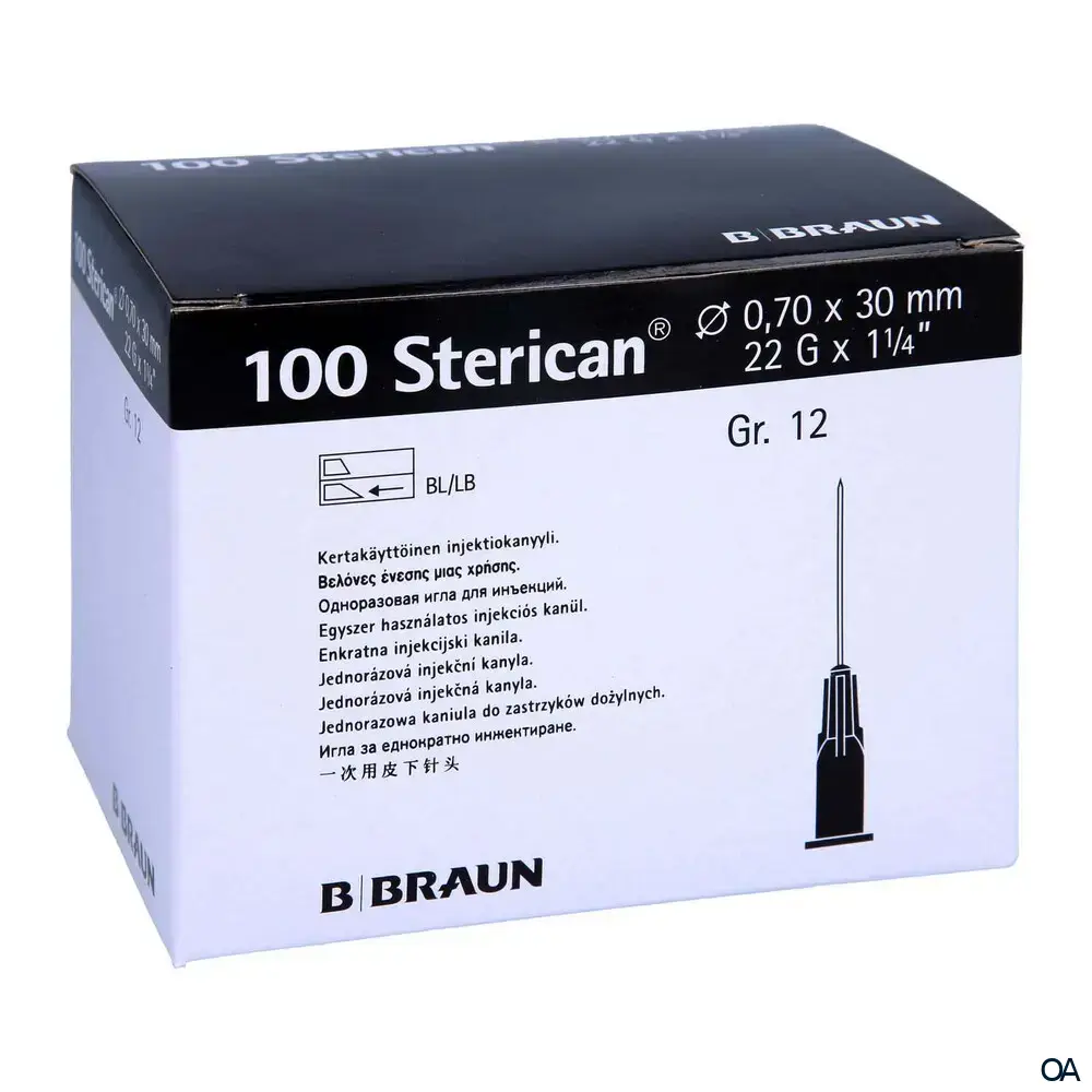 Sterican® Standard Gr.12  G22 x 1 ¼", Ø 0,70 x 30 mm, schwarz	