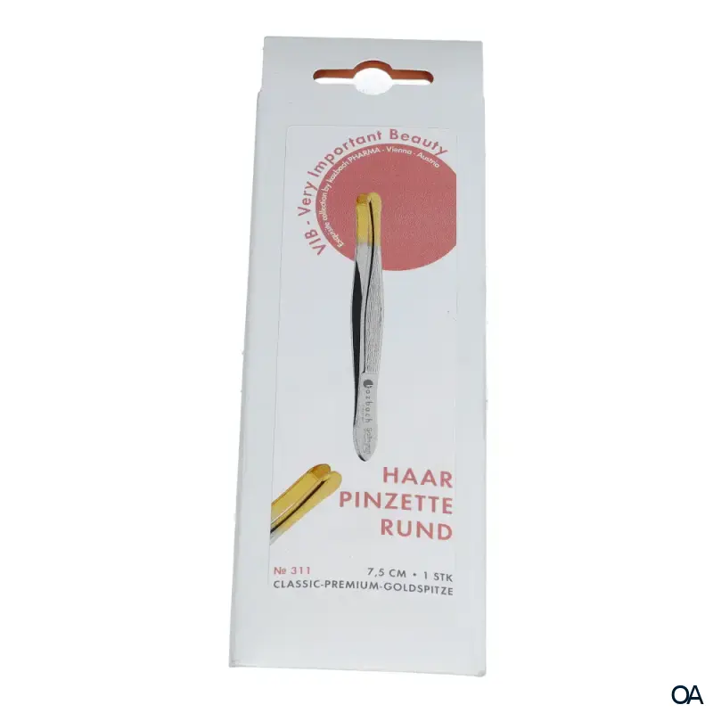 Kozbach Pharma 311 Pinzette, rund 7,5 cm, Spitze vergoldet