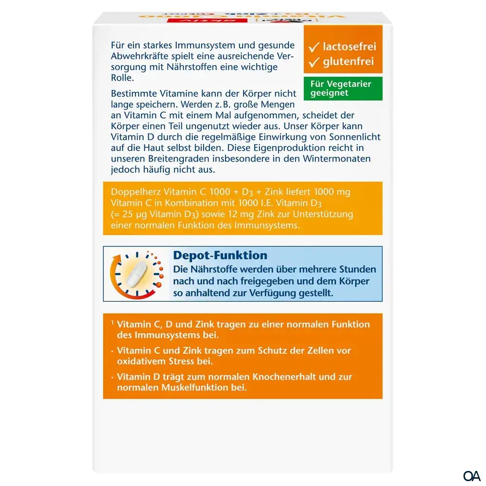 Doppelherz aktiv Vitamin C 1000 + D3 + Zink DEPOT Tabletten