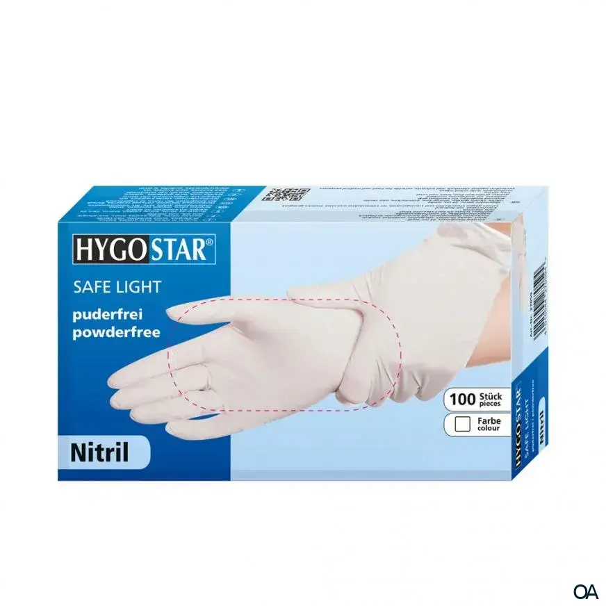 Hygostar® Nitril Einweghandschuhe SAFE LIGHT, weiß, unsteril, puderfrei - Größe S