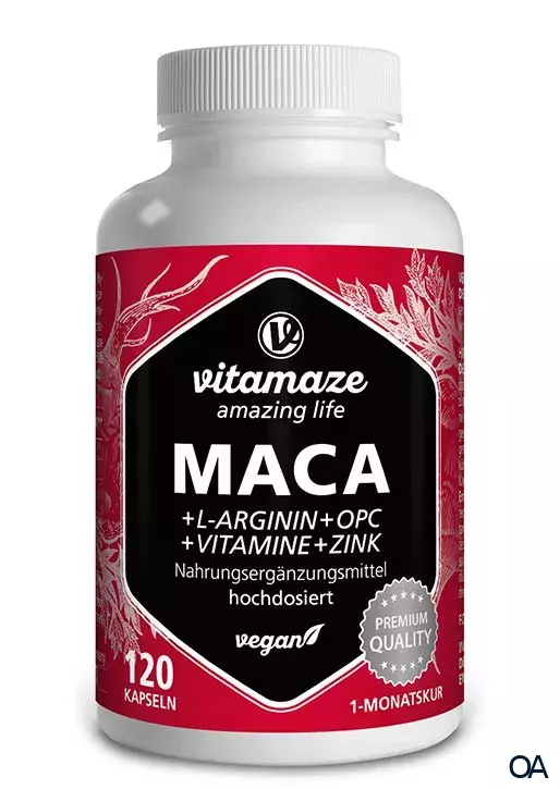 Vitamaze Maca 5000 extra hochdosiert + L-Arginin + OPC + Vitamine + Zink Kapseln
