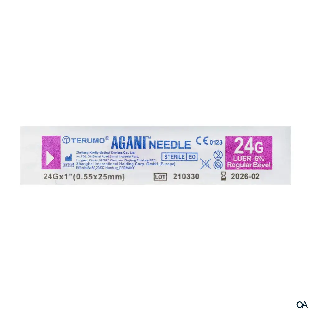 Terumo® Agani™ Einmal-Kanüle 24G x 1", Ø 0,55 x 25 mm, lila, Nr. 17