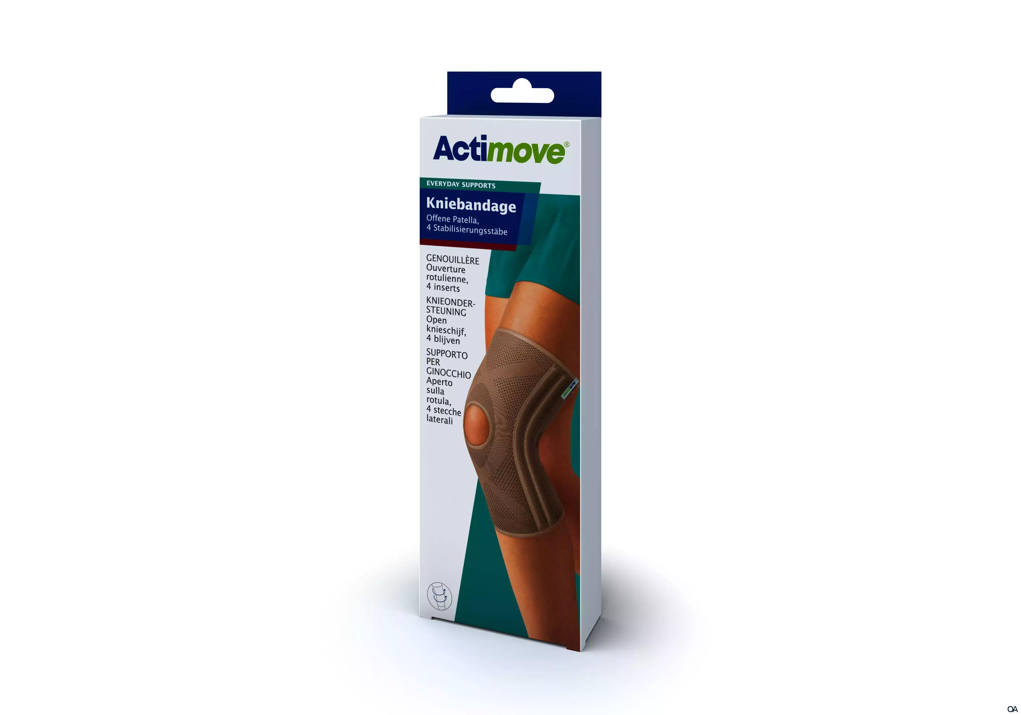 Actimove® Kniebandage Offene Patella, 4 Stabilisierungsstäbe - Small