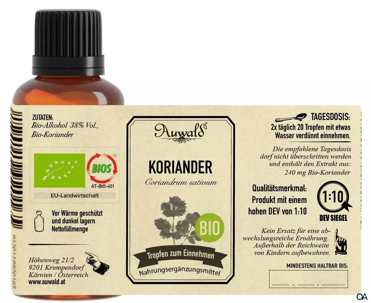 Auwald® Koriander - BIO Tropfen (Auszug, Extrakt, Essenz)