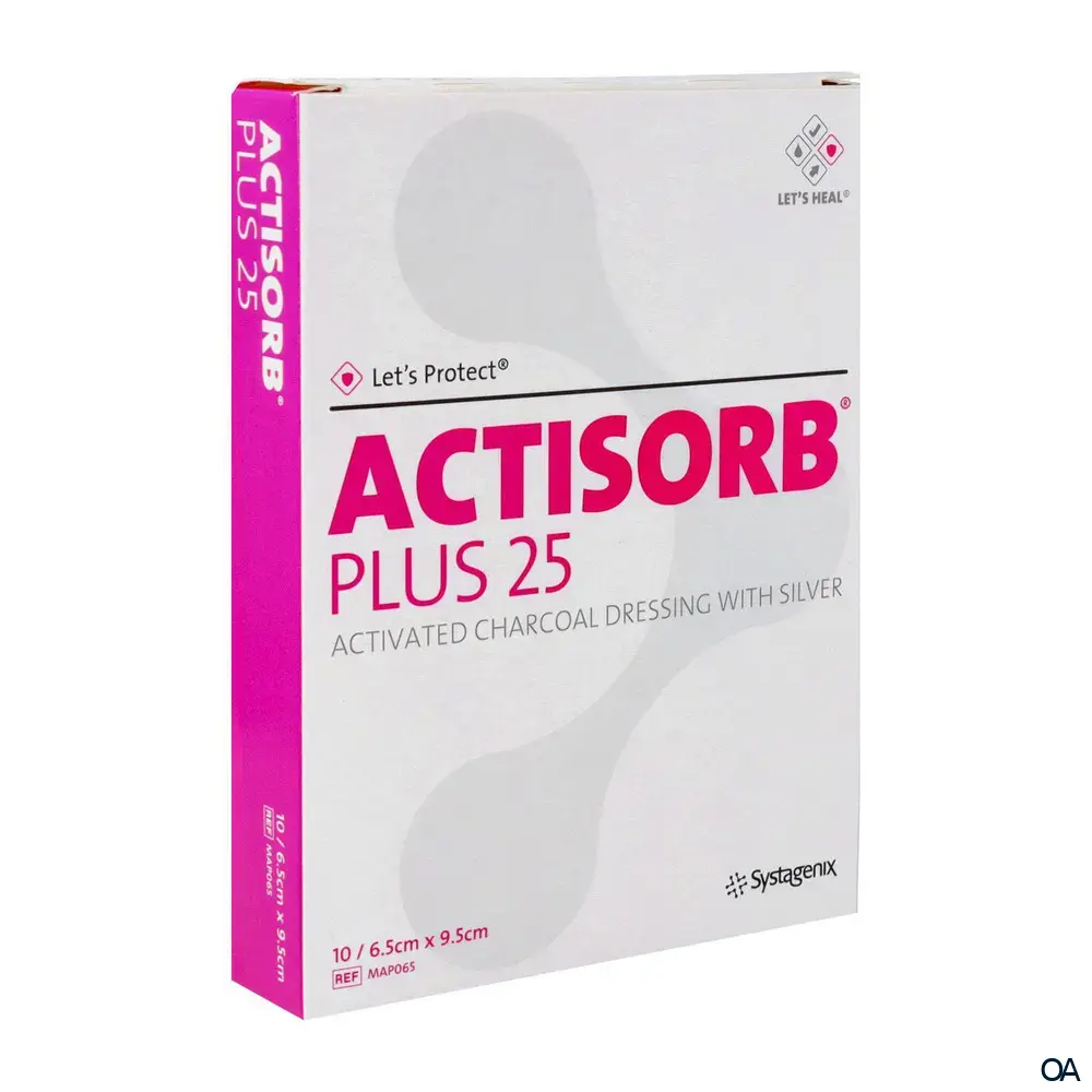 3M™ Actisorb™ Plus 25 Aktivkohlewundauflage mit Silber steril, 9,5 x 6,5 cm 3M™ Actisorb™ Plus 25 Aktivkohlewundauflage mit Silber steril, 9,5 x 6,5 cm