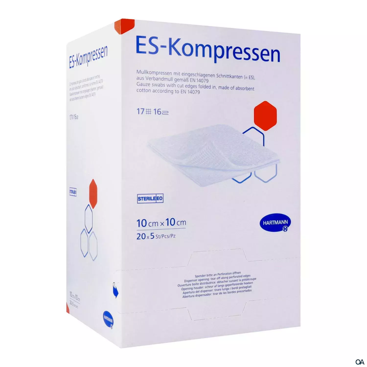 ES-Kompressen 16fach, steril, 10 x 10 cm, 20 x 5 Stück ES-Kompressen 16fach, steril, 10 x 10 cm, 20 x 5 Stück