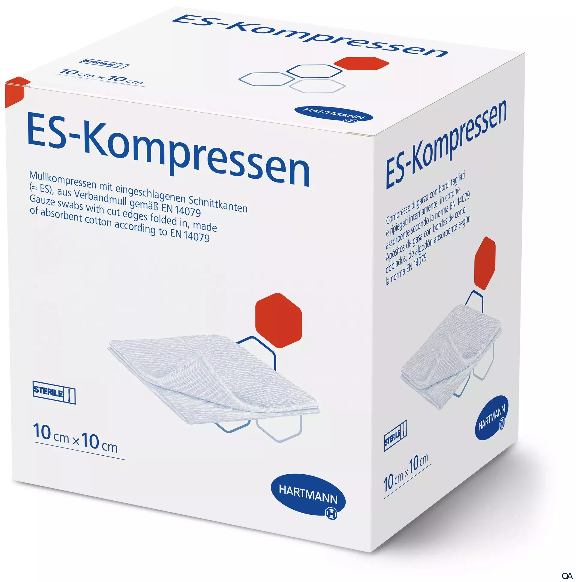 ES-Kompressen 8fach, steril eingesiegelt zu 2 Stück, 10 x 10 cm ES-Kompressen 8fach, steril eingesiegelt zu 2 Stück, 10 x 10 cm