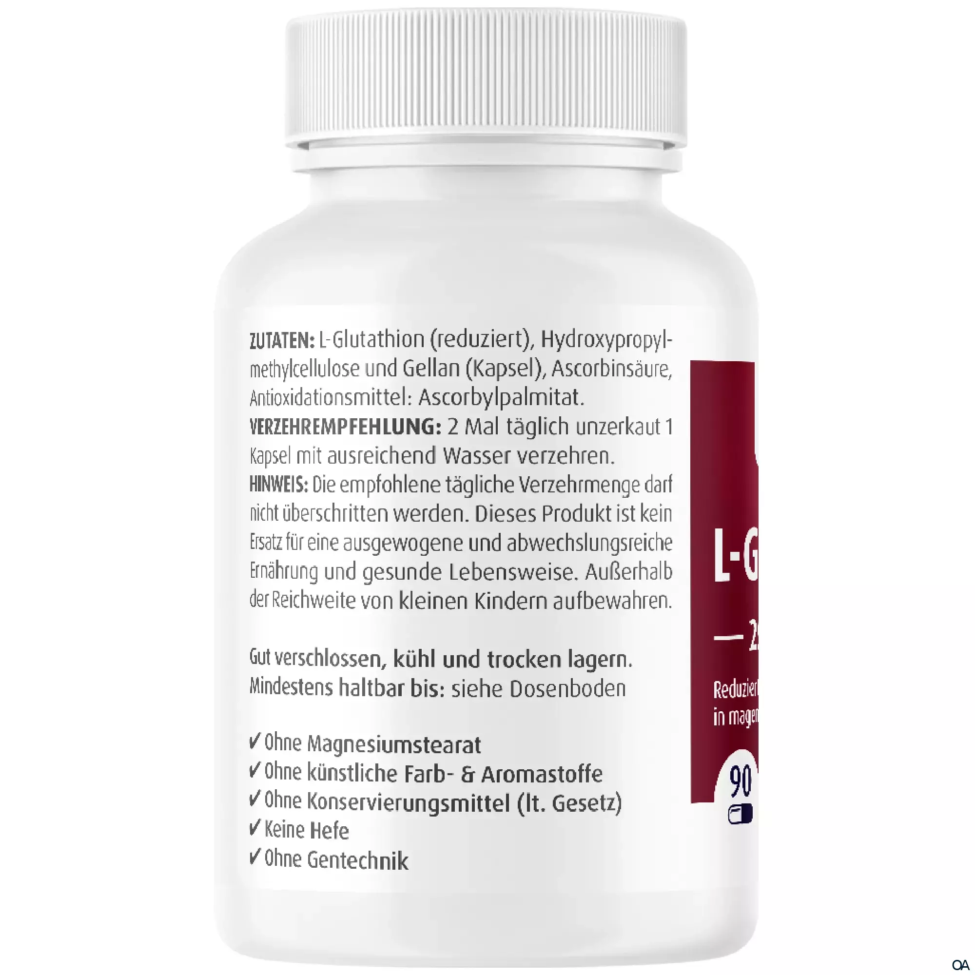 ZeinPharma Reduziertes L-Glutathion 250 mg Kapseln