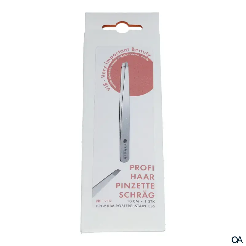 Kozbach Pharma 121R Haarpinzette, schräg silbermatt, rostfrei, 9,5 cm