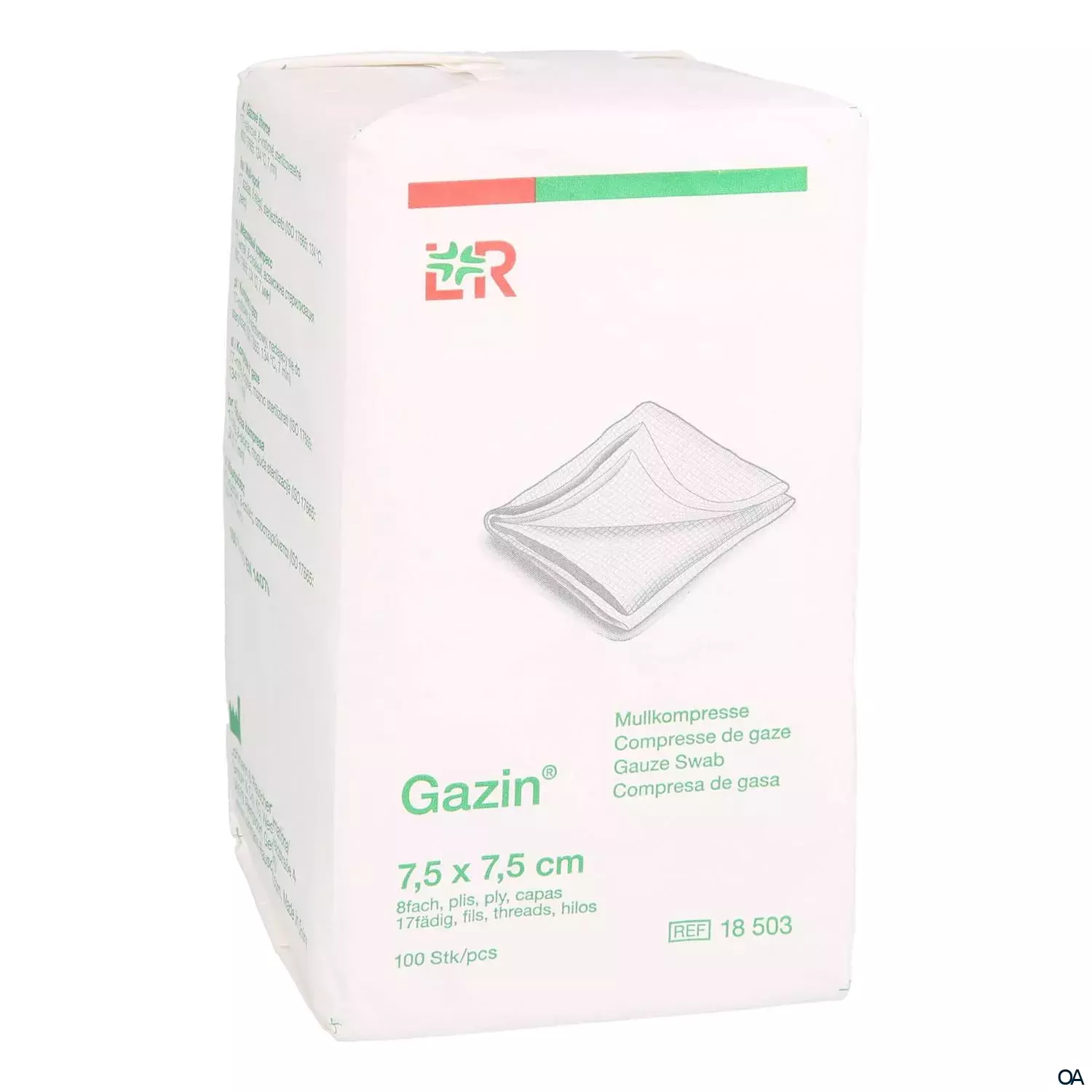 Gazin® Mullkompressen unsteril, 17-fädig, 8-fach, 7,5 x 7,5 cm