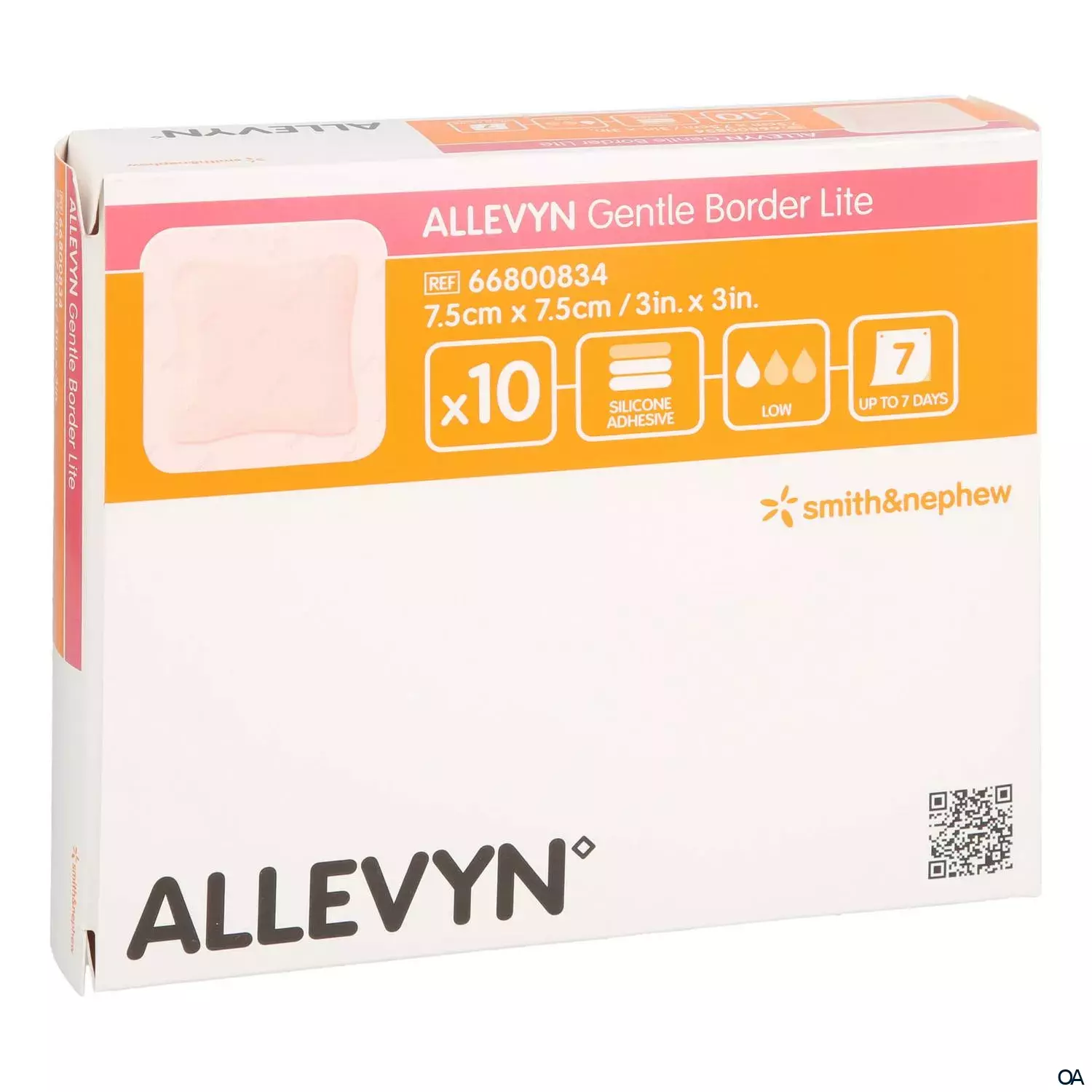 ALLEVYN GENTLE BORDER LITE haftender Silikon-Schaumverband steril, 7,5 x 7,5 cm