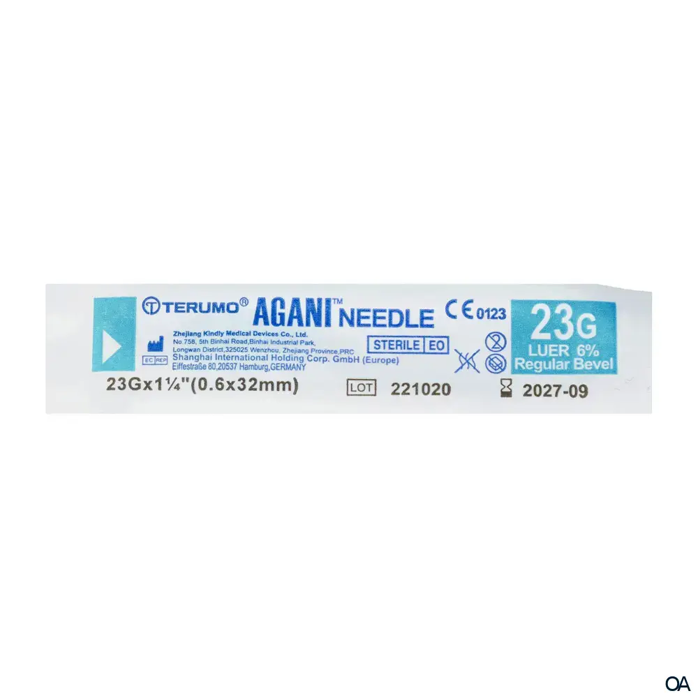 Terumo® Agani™ Einmal-Kanüle 23G x 1 ¼", Ø 0,60 x 32 mm, blau, Nr. 14 Terumo® Agani™ Einmal-Kanüle 23G x 1 ¼", Ø 0,60 x 32 mm, blau, Nr. 14