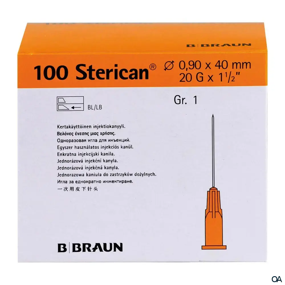 Sterican® Standard Gr.1 G20 x 1 ½", Ø 0,90 x 40 mm, gelb