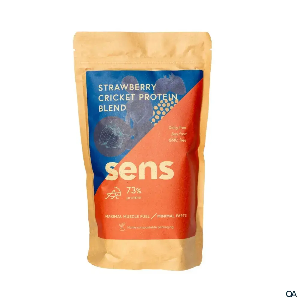 SENS Proteinshake mit Grillenmehl – Erdbeere Pulver